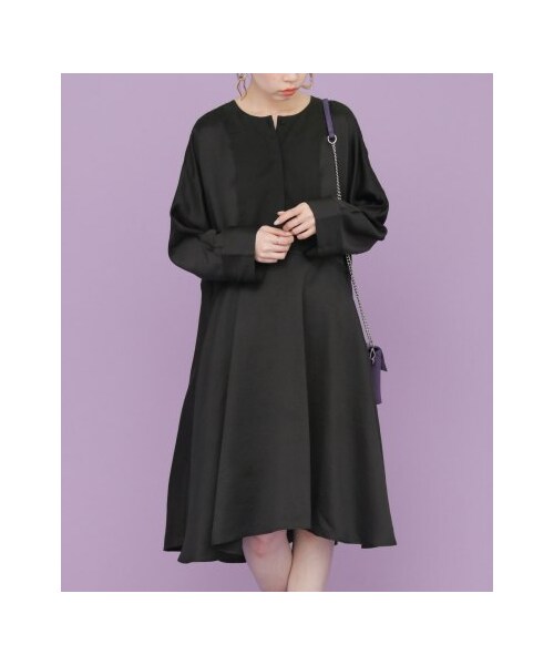 KBF（ケイビーエフ）の「【予約】Aラインサテンドレス（ワンピース/ドレス・レディース・GREEN/BEIGE/BLACK・one）」の2枚目の写真