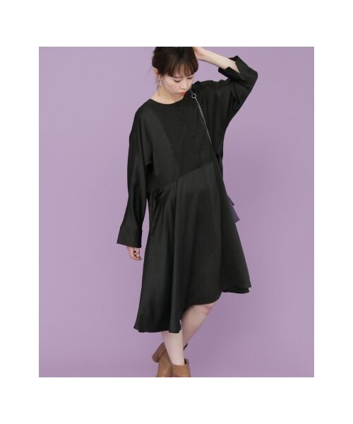 KBF（ケイビーエフ）の「【予約】Aラインサテンドレス（ワンピース/ドレス・レディース・GREEN/BEIGE/BLACK・one）」の5枚目の写真