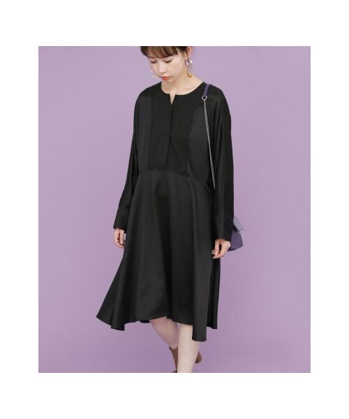 KBF（ケイビーエフ）の「【予約】Aラインサテンドレス（ワンピース/ドレス・レディース・GREEN/BEIGE/BLACK・one）」の4枚目の写真