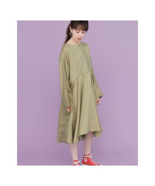 KBF（ケイビーエフ）の「【予約】Aラインサテンドレス（ワンピース/ドレス・レディース・GREEN/BEIGE/BLACK・one）」の8枚目の写真