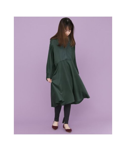 KBF（ケイビーエフ）の「【予約】Aラインサテンドレス（ワンピース/ドレス・レディース・GREEN/BEIGE/BLACK・one）」の12枚目の写真