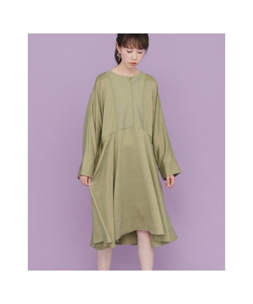 KBF（ケイビーエフ）の「【予約】Aラインサテンドレス（ワンピース/ドレス・レディース・GREEN/BEIGE/BLACK・one）」の7枚目の写真