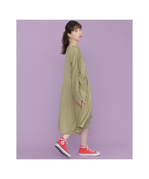 KBF（ケイビーエフ）の「【予約】Aラインサテンドレス（ワンピース/ドレス・レディース・GREEN/BEIGE/BLACK・one）」の9枚目の写真