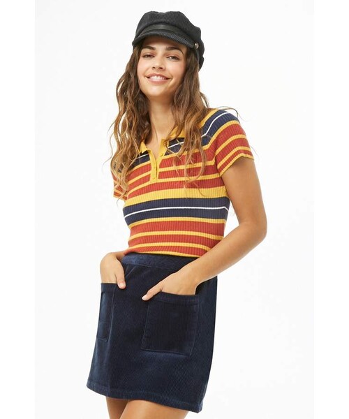FOREVER 21（フォーエバー トゥエンティーワン）の「Forever 21 Corduroy Patch Pocket Mini Skirt（スカート・レディース・Red/White/Blue・Small/Medium/Large）」の3枚目の写真