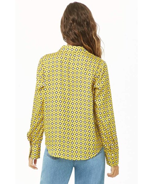 FOREVER 21（フォーエバー トゥエンティーワン）の「Forever 21 Geo Print Shirt（シャツ/ブラウス・レディース・Brown/Yellow・Small/Medium/Large/X-large）」の6枚目の写真