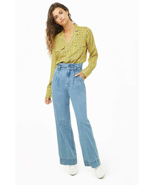 FOREVER 21（フォーエバー トゥエンティーワン）の「Forever 21 Geo Print Shirt（シャツ/ブラウス・レディース・Brown/Yellow・Small/Medium/Large/X-large）」の5枚目の写真