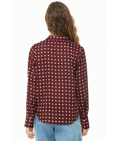 FOREVER 21（フォーエバー トゥエンティーワン）の「Forever 21 Geo Print Shirt（シャツ/ブラウス・レディース・Brown/Yellow・Small/Medium/Large/X-large）」の3枚目の写真