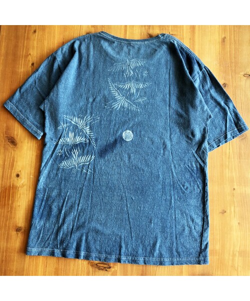 【45rpm】藍染め　/インディゴ染め　スネーク柄　Tシャツ Ｓサイズ 45rpm】藍染め /インディゴ染め スネーク柄 Tシャツ Sサイズ