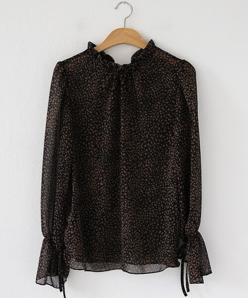 DHOLIC（ディーホリック）の「レオパードストリングブラウス（シャツ/ブラウス・レディース・ベージュ/ブラック・FREE）」の2枚目の写真