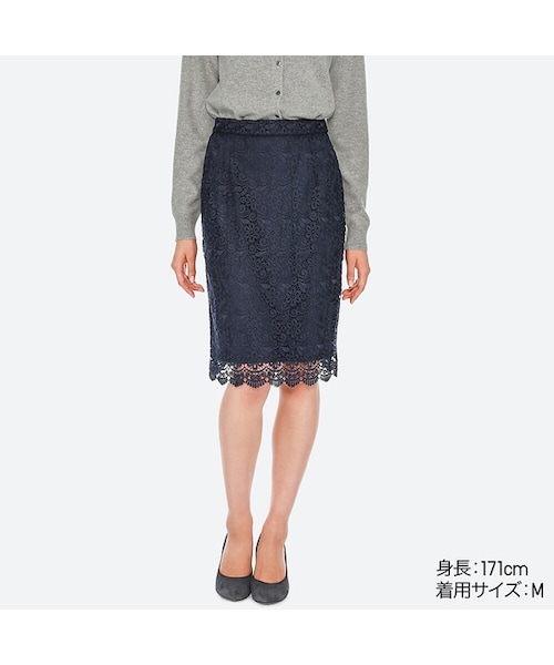 UNIQLO（ユニクロ）の「レーススカート（スカート・レディース・OFF WHITE 01/BLACK 09/NAVY 69・3XL/XS/L/S/XL/XXL/M）」の3枚目の写真