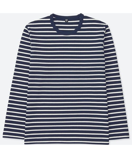 UNIQLO（ユニクロ）の「ウォッシュボーダーT（長袖）（Tシャツ/カットソー・メンズ・WHITE 00/BLUE 66/RED 17/OLIVE 56/NAVY 69・4XL/3XL/S/XL/M/XXL/XS/L）」の4枚目の写真