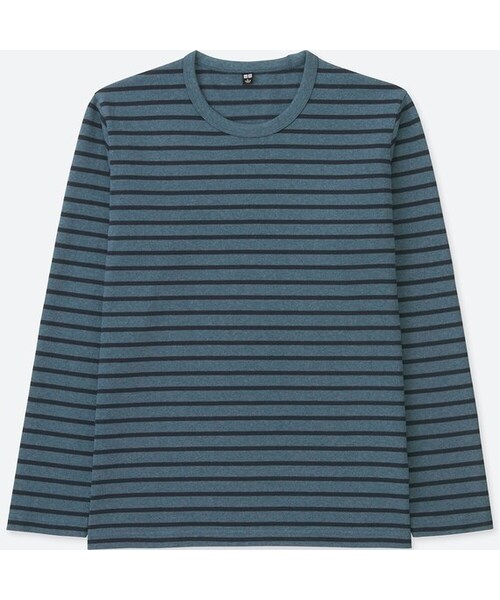 UNIQLO（ユニクロ）の「ウォッシュボーダーT（長袖）（Tシャツ/カットソー・メンズ・WHITE 00/BLUE 66/RED 17/OLIVE 56/NAVY 69・4XL/3XL/S/XL/M/XXL/XS/L）」の3枚目の写真