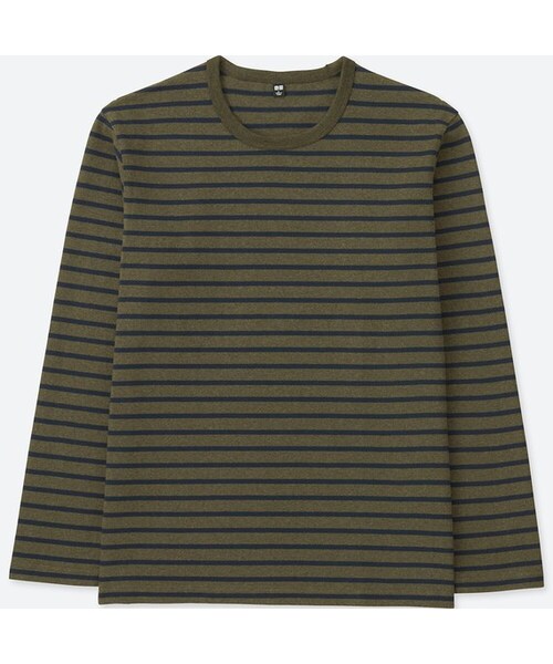 UNIQLO（ユニクロ）の「ウォッシュボーダーT（長袖）（Tシャツ/カットソー・メンズ・WHITE 00/BLUE 66/RED 17/OLIVE 56/NAVY 69・4XL/3XL/S/XL/M/XXL/XS/L）」の2枚目の写真