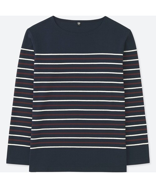 UNIQLO（ユニクロ）の「ウォッシュボーダーT（長袖）（Tシャツ/カットソー・メンズ・BEIGE 32/GRAY 03/NAVY 69・XS/S/XL/4XL/XXL/M/3XL/L）」の3枚目の写真