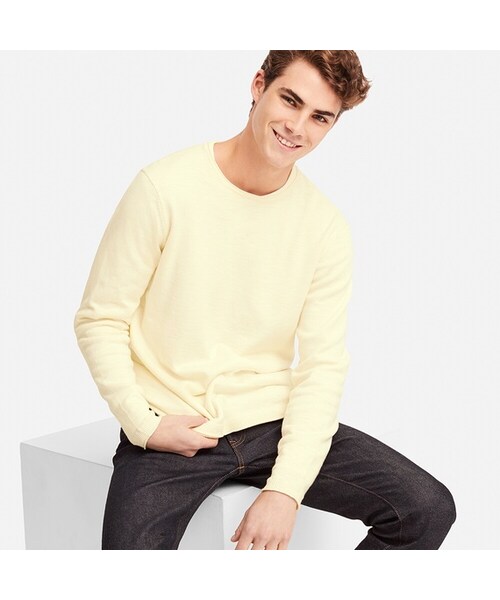 UNIQLO（ユニクロ）の「ミックスヤーンクルーネックセーター（長袖）（ニット/セーター・メンズ・GRAY 03/DARK GRAY 08/NAVY 69/BLUE 68/RED 17/OLIVE 56/OFF WHITE 01・S/XXL/XS/3XL/XL/4XL/M/L）」の2枚目の写真