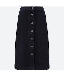 UNIQLO | コーデュロイフロントボタンスカート（ハイウエスト・丈標準69～72cm）(スカート)