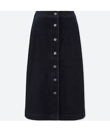 UNIQLO | コーデュロイフロントボタンスカート（ハイウエスト・丈標準69～72cm）(スカート)