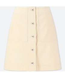 UNIQLO | コーデュロイフロントボタンミニスカート（ハイウエスト）(スカート)