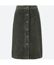 UNIQLO | コーデュロイフロントボタンスカート（ハイウエスト・丈短め64～67cm）(スカート)