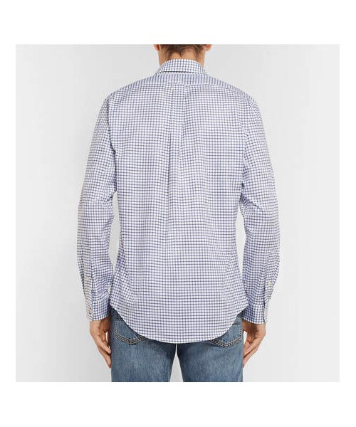 POLO RALPH LAUREN（ポロ ラルフ ローレン）の「Polo Ralph Lauren Slim-Fit Button-Down Collar Checked Cotton-Poplin Shirt（シャツ/ブラウス・メンズ・Blue・M/L/XL/XXL/S）」の2枚目の写真