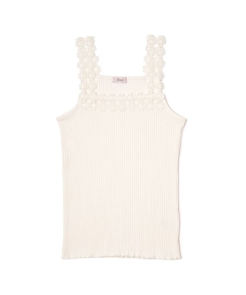 flower(フラワー)の「flower lace cami ~フラワーレースキャミ(キャミソール・レディース・ピンク/ベージュ/ホワイト/ブラック・FREE)」の2枚目の写真