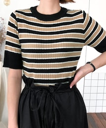 DHOLIC | 配色リブボーダーニット(ニット/セーター)