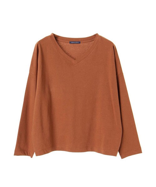 AMERICAN HOLIC(アメリカンホリック)の「ドロップVネックプルオーバー(トップス・オフホワイト/ブラック/グレーベージュ/キャメル/ボーダーアイボリー/Border Bla・F)」の12枚目の写真