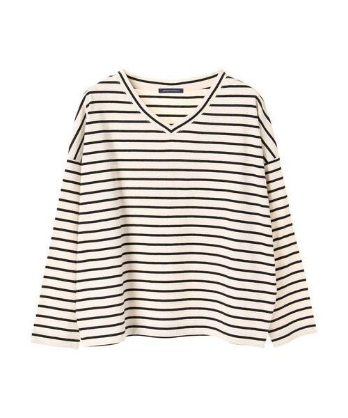 AMERICAN HOLIC(アメリカンホリック)の「ドロップVネックプルオーバー(トップス・オフホワイト/ブラック/グレーベージュ/キャメル/ボーダーアイボリー/Border Bla・F)」の13枚目の写真