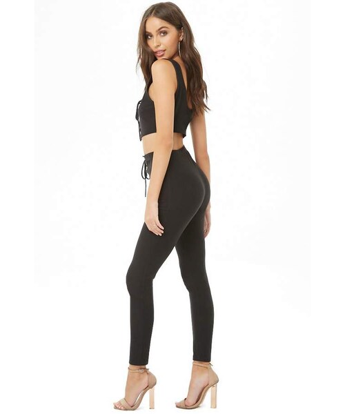 FOREVER 21（フォーエバー トゥエンティーワン）の「Forever 21 Lace-Up Cropped Tank Top & Leggings Set（タンクトップ・レディース・Black/Blue/Red・Small/Medium/Large）」の16枚目の写真