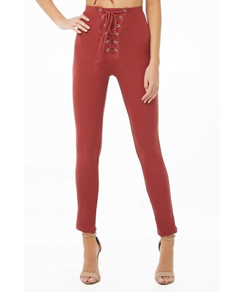 FOREVER 21（フォーエバー トゥエンティーワン）の「Forever 21 Lace-Up Cropped Tank Top & Leggings Set（タンクトップ・レディース・Black/Blue/Red・Small/Medium/Large）」の4枚目の写真