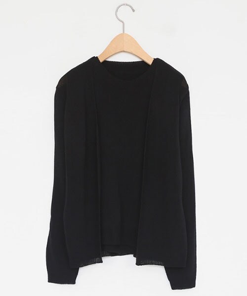 DHOLIC（ディーホリック）の「リネン混ニットアンサンブル（カーディガン/ボレロ・レディース・ベージュ/ブラック/レッド・FREE）」の2枚目の写真