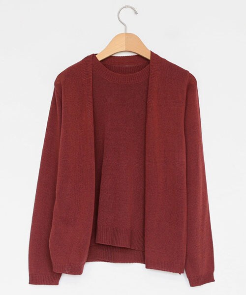 DHOLIC（ディーホリック）の「リネン混ニットアンサンブル（カーディガン/ボレロ・レディース・ベージュ/ブラック/レッド・FREE）」の3枚目の写真