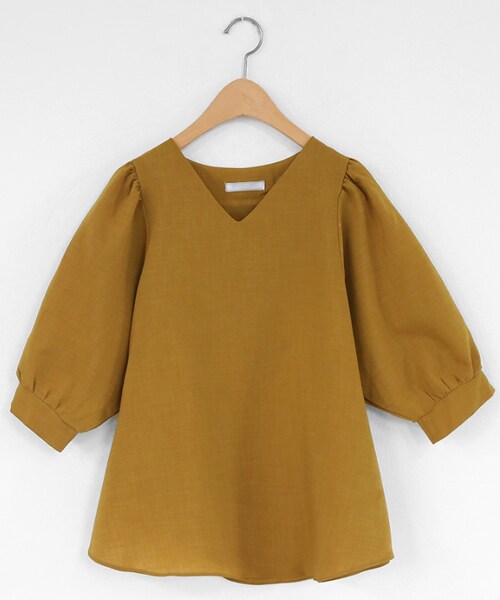 DHOLIC（ディーホリック）の「Vネックフレアブラウス（シャツ/ブラウス・レディース・ピンク/ホワイト/ブルー/レッド/イエロー・FREE）」の4枚目の写真