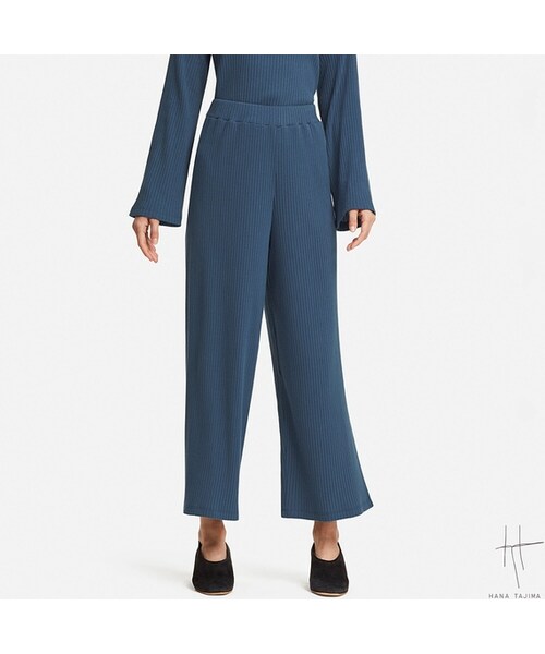 UNIQLO（ユニクロ）の「リブワイドパンツ（その他パンツ・レディース・BLACK 09/LIGHT GRAY 02/GRAY 07/BLUE 66・XL/M/S/L）」の4枚目の写真
