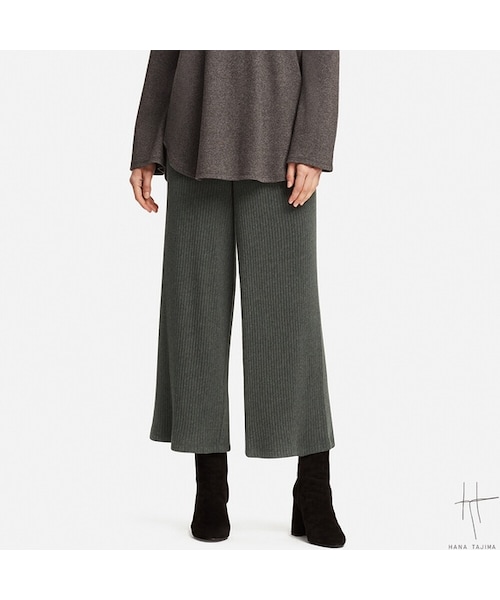 UNIQLO（ユニクロ）の「リブワイドパンツ（その他パンツ・レディース・BLACK 09/LIGHT GRAY 02/GRAY 07/BLUE 66・XL/M/S/L）」の3枚目の写真