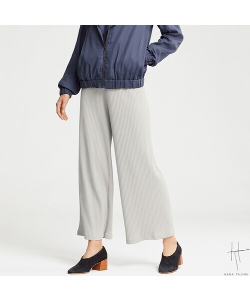 UNIQLO（ユニクロ）の「リブワイドパンツ（その他パンツ・レディース・BLACK 09/LIGHT GRAY 02/GRAY 07/BLUE 66・XL/M/S/L）」の2枚目の写真