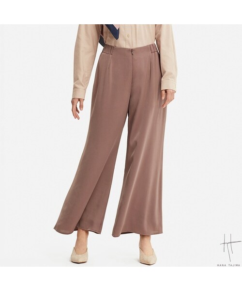 UNIQLO（ユニクロ）の「サテンワイドアンクルパンツ（その他パンツ・レディース・GRAY 03/BROWN 34/BLACK 09・M/S/XL/L）」の3枚目の写真