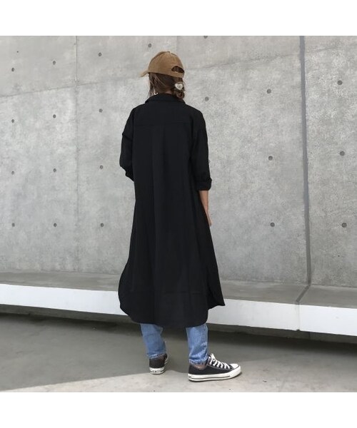 copine（コピン）の「最後の再入荷！裾スリットロングシャツワンピース(3color)【クリックポスト対象商品】（シャツ/ブラウス・レディース・その他）」の13枚目の写真