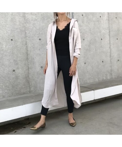 copine（コピン）の「最後の再入荷！裾スリットロングシャツワンピース(3color)【クリックポスト対象商品】（シャツ/ブラウス・レディース・その他）」の6枚目の写真