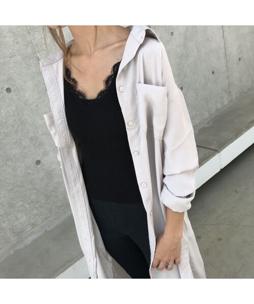 copine（コピン）の「最後の再入荷！裾スリットロングシャツワンピース(3color)【クリックポスト対象商品】（シャツ/ブラウス・レディース・その他）」の7枚目の写真
