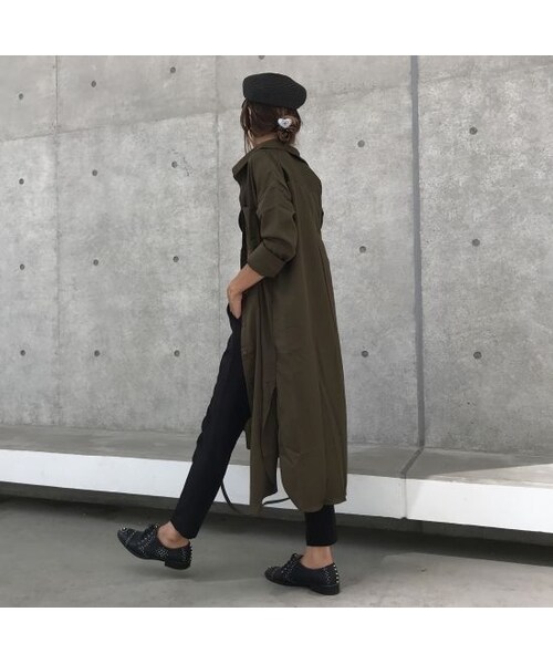 copine（コピン）の「最後の再入荷！裾スリットロングシャツワンピース(3color)【クリックポスト対象商品】（シャツ/ブラウス・レディース・その他）」の2枚目の写真