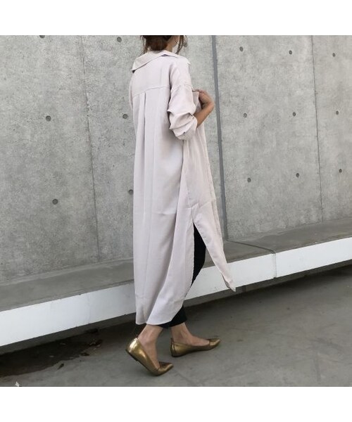 copine（コピン）の「最後の再入荷！裾スリットロングシャツワンピース(3color)【クリックポスト対象商品】（シャツ/ブラウス・レディース・その他）」の5枚目の写真