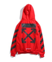 off-whiteレッド フード付きパーカー XS off white（オフホワイト）の「OFFWHITE(オフホワイト) パーカー