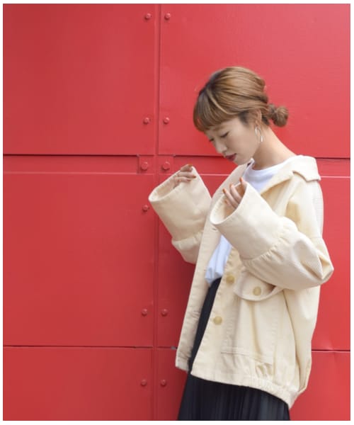 w closet（ダブルクローゼット）の「コーデュロイ開襟ブルゾン（ジャケット/アウター・レディース・オフホワイト/ラベンダー/モカ・FREE/M/L）」の15枚目の写真