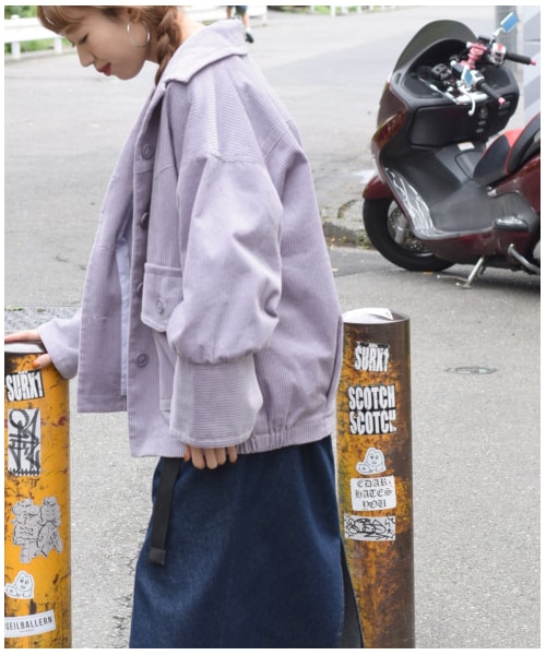 w closet（ダブルクローゼット）の「コーデュロイ開襟ブルゾン（ジャケット/アウター・レディース・オフホワイト/ラベンダー/モカ・FREE/M/L）」の19枚目の写真