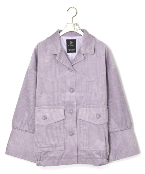 w closet（ダブルクローゼット）の「コーデュロイ開襟ブルゾン（ジャケット/アウター・レディース・オフホワイト/ラベンダー/モカ・FREE/M/L）」の3枚目の写真