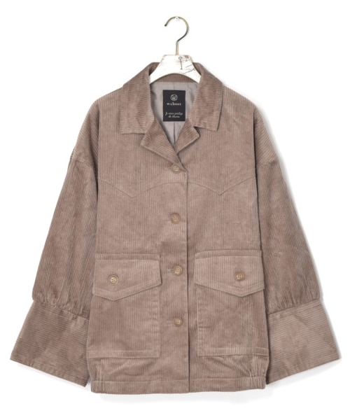 w closet（ダブルクローゼット）の「コーデュロイ開襟ブルゾン（ジャケット/アウター・レディース・オフホワイト/ラベンダー/モカ・FREE/M/L）」の2枚目の写真