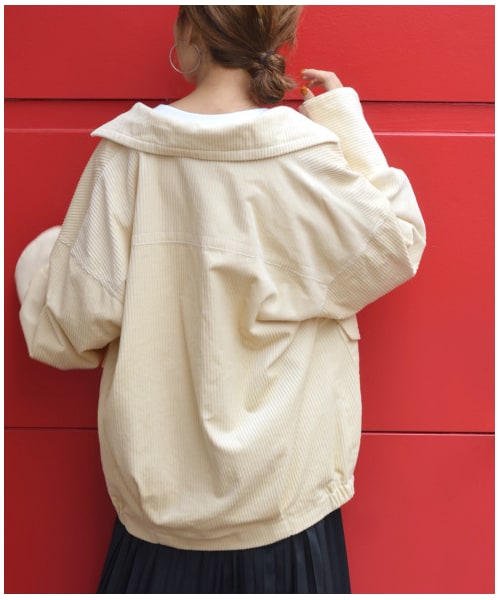 w closet（ダブルクローゼット）の「コーデュロイ開襟ブルゾン（ジャケット/アウター・レディース・オフホワイト/ラベンダー/モカ・FREE/M/L）」の14枚目の写真
