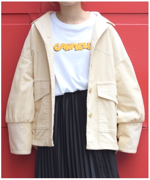 w closet（ダブルクローゼット）の「コーデュロイ開襟ブルゾン（ジャケット/アウター・レディース・オフホワイト/ラベンダー/モカ・FREE/M/L）」の5枚目の写真