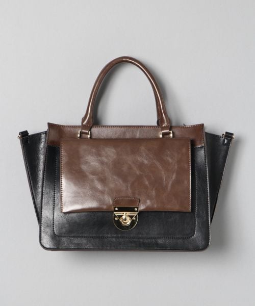 JEANASIS（ジーナシス）の「スクエアキートート（バッグ・アイボリー×ベージュ()/ブラック×ブラウン()/オレンジ×ラベンダー()）」の2枚目の写真